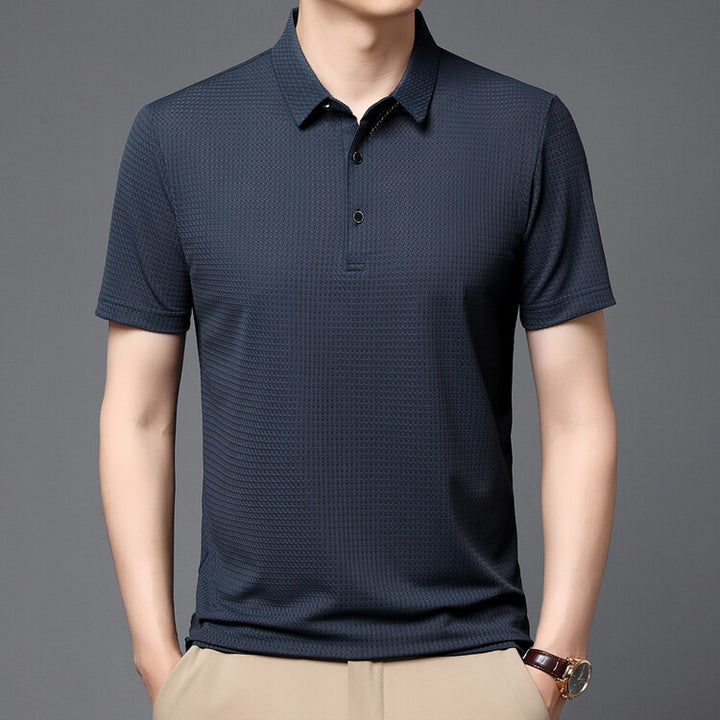 Herren elegantes Polohemd mit strukturiertem Kragen und funktionalen Eigenschaften Aliams