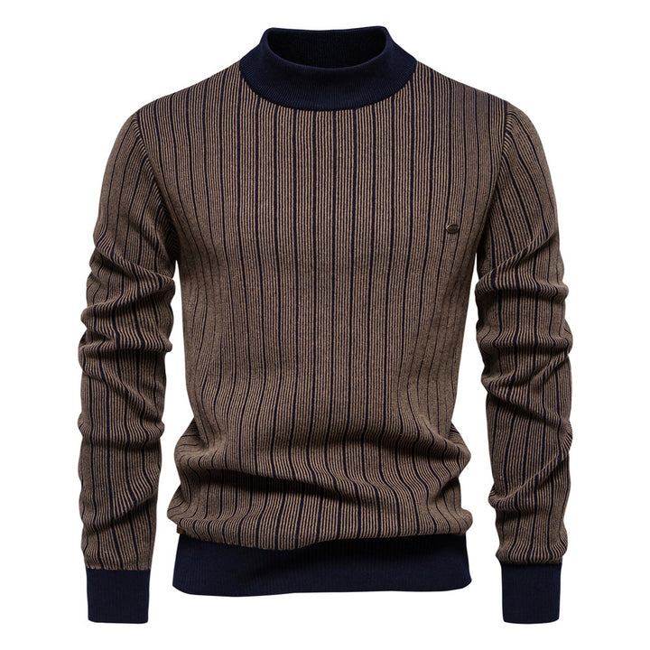 Herren Feinstrickpullover mit Rollkragen und Streifenmuster Aliams