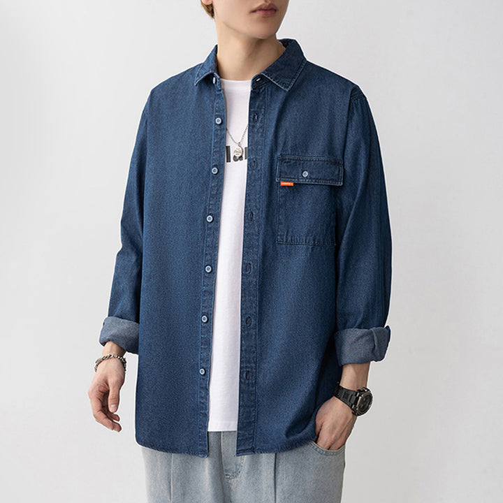 Herren Denim Overshirt mit aufgesetzter Brusttasche Aliams