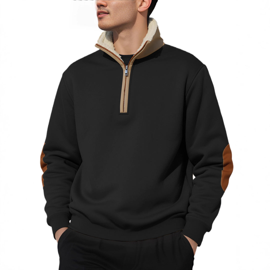 Herren Fleece-Pullover mit hohem Kragen und eleganten Kontrastdetails Aliams