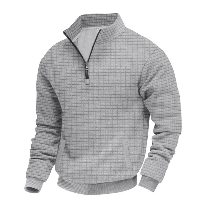 Herren Fleece Pullover mit halbem Reißverschluss und strukturiertem Design Aliams