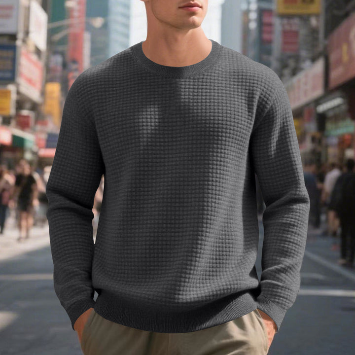 Herren warmer Pullover mit strukturiertem Gewebe und Rundhalsausschnitt Aliams