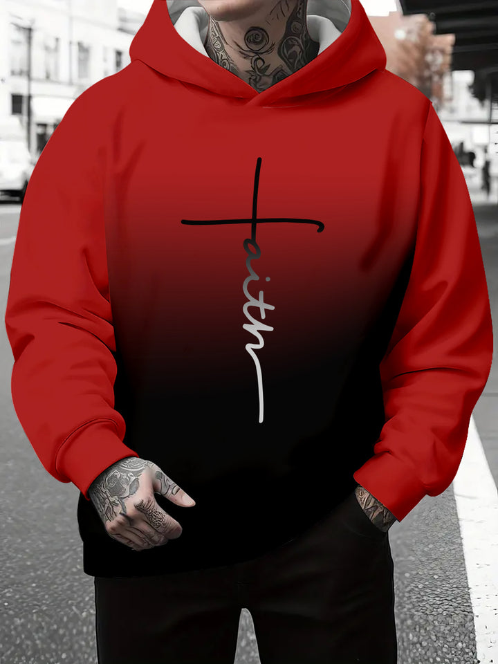 Herren Kapuzenpullover mit subtiler Farbverlauf-Optik und inspirierendem Schriftzug Aliams