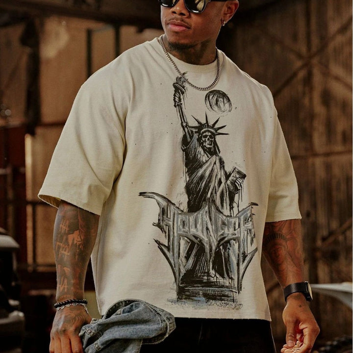 Herren Künstlerische Grafik Übergröße T-Shirt Aliams