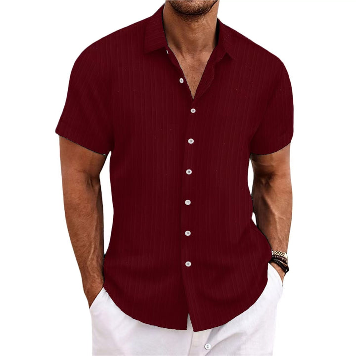 Herren Kurzarm gestreiftes lässiges Button-Up Hemd Aliams