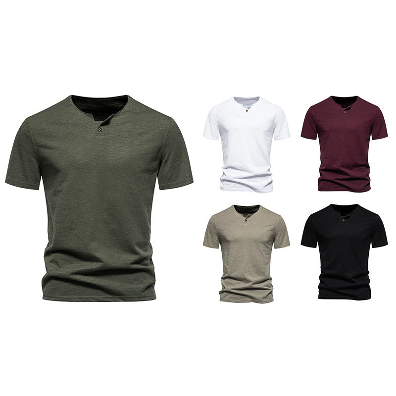 Herren Kurzarm-Henley-Shirt mit modernem Stehkragen und hochwertiger Baumwollqualität Aliams