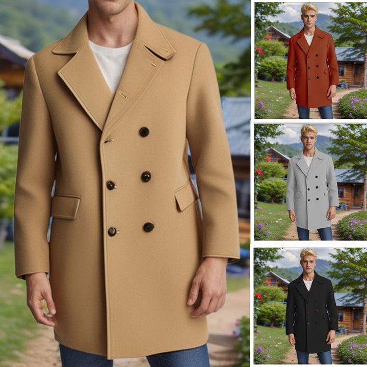 Herren eleganter Doppelreiher-Mantel aus weichem Material Aliams