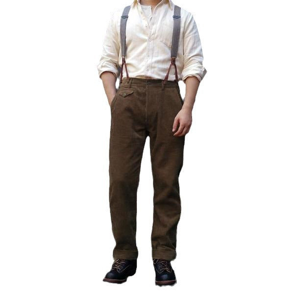 Herren Hochwertige Bundfaltenhose mit Verstellbaren Hosenträgern Aliams