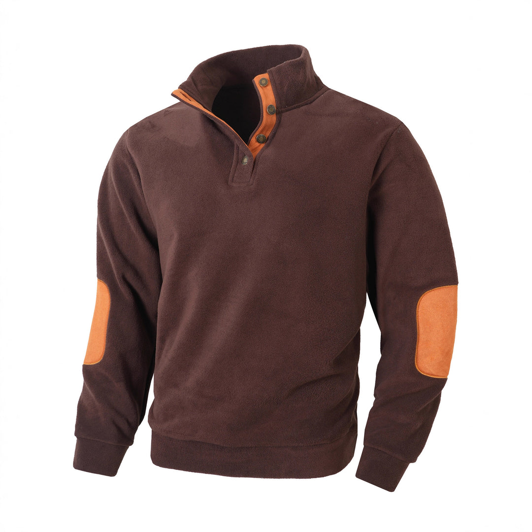 Herren Fleece Pullover mit modischem Stehkragen und Kontrastdetails Aliams