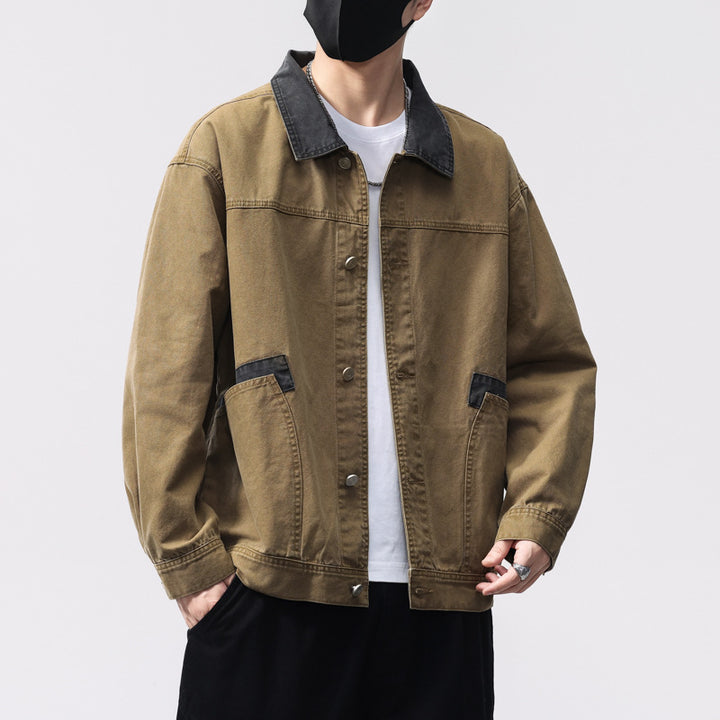 Herren Übergangsjacke aus robustem Denim mit Kontrastkragen und praktischen Taschen Aliams