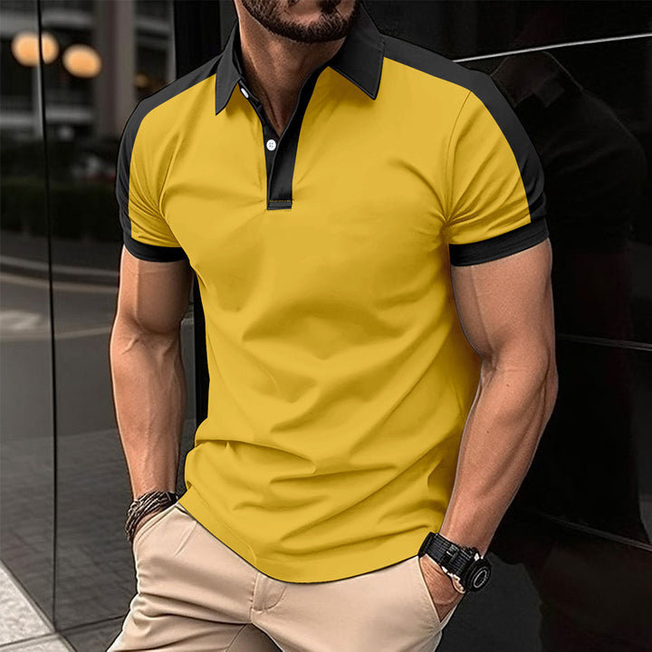 Herren Kurzarm Poloshirt mit modischem Farbblockdesign und schickem Gewebematerial Aliams