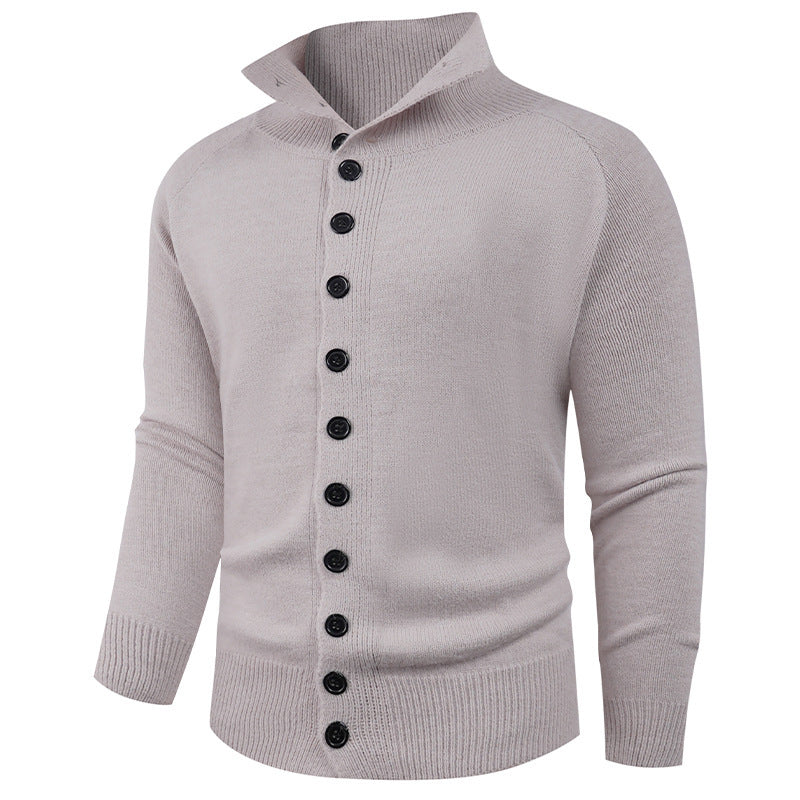 Herren Strickpullover mit hohem Kragen und Knopfverschluss Aliams