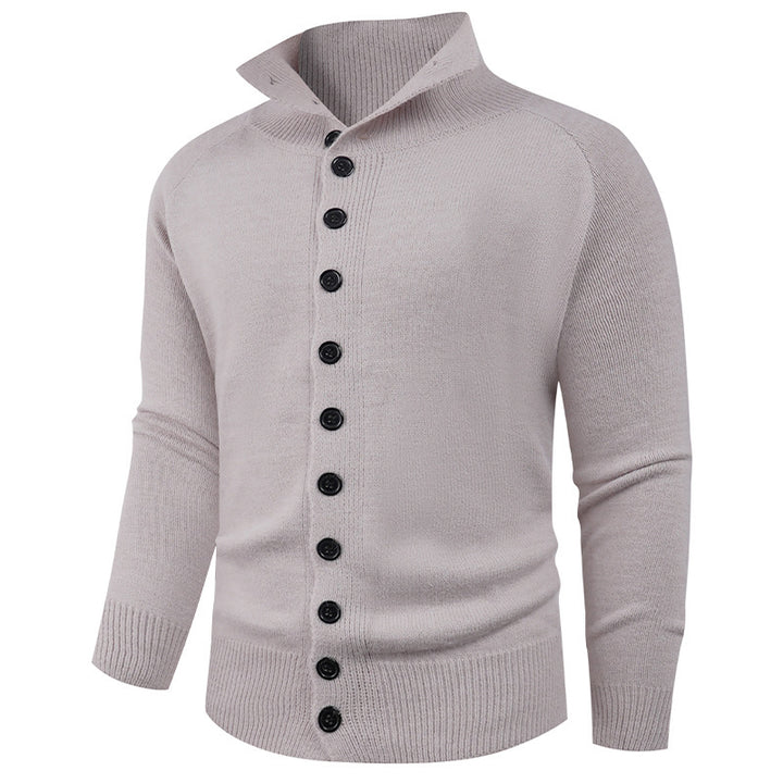 Herren Strickpullover mit hohem Kragen und Knopfverschluss Aliams