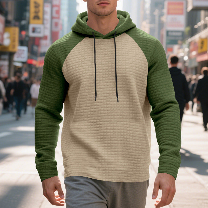 Herren Kapuzenpullover mit strukturiertem Stoff und farblich abgesetzten Ärmeln Aliams