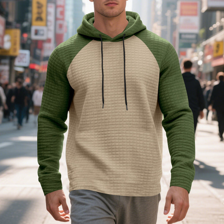 Herren Kapuzenpullover mit strukturiertem Stoff und farblich abgesetzten Ärmeln Aliams