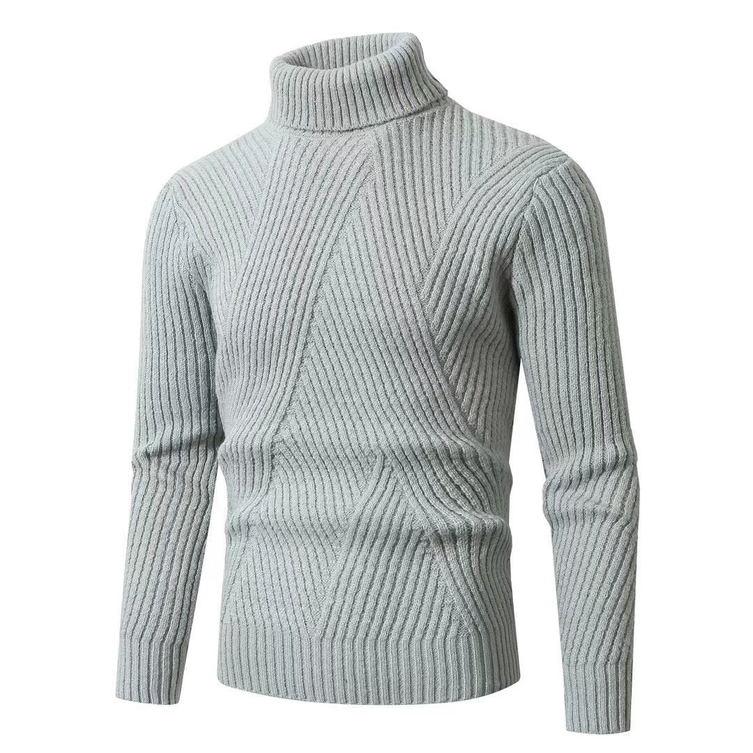 Herren Strickpullover mit hohem Kragen und strukturiertem Zopfdesign Aliams