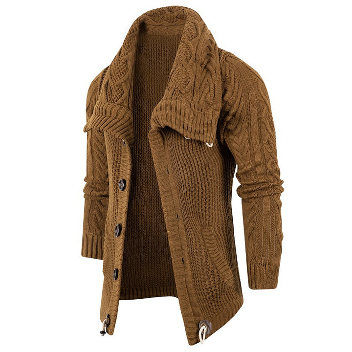 Herren Grobstrick Strickjacke mit umschlagbarem Halsausschnitt Aliams