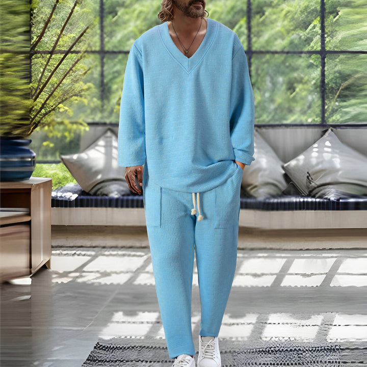 Herren gemütlicher Lounge-Anzug mit V-Ausschnitt Aliams