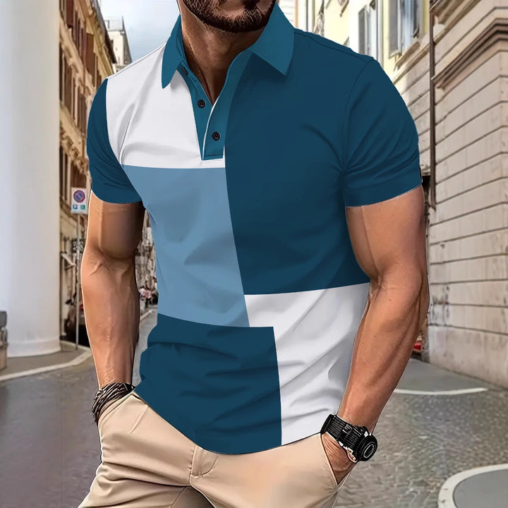 Herren Kurzarm Poloshirt mit modernem Blockdesign Aliams