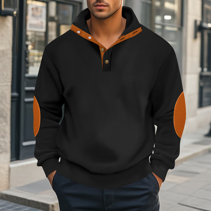 Herren Henley-Pullover mit strukturiertem Design und Kontrastakzenten Aliams