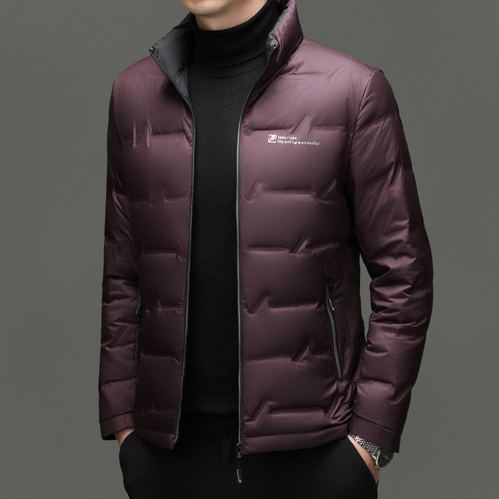 Herren Daunenjacke mit hohem Kragen und leichtem Futter Aliams