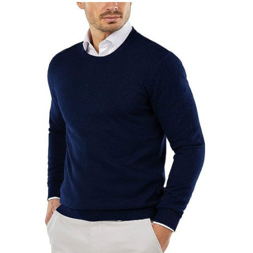 Herren eleganter Rundhals-Pullover aus feiner Baumwolle Aliams
