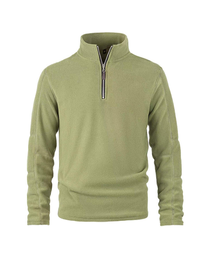Herren Fleece-Pullover mit halbem Reißverschluss und hohem Kragen Aliams