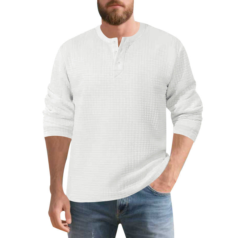 Herren stilvolles Langarm-Henley-Shirt mit strukturierter Oberfläche Aliams