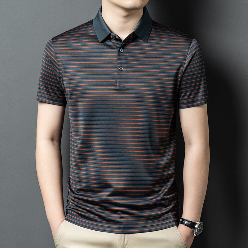 Herren Kurzarm Poloshirt mit innovativem Streifenmuster und atmungsaktiver Technologie Aliams