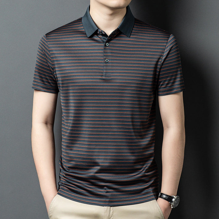 Herren Kurzarm Poloshirt mit innovativem Streifenmuster und atmungsaktiver Technologie Aliams