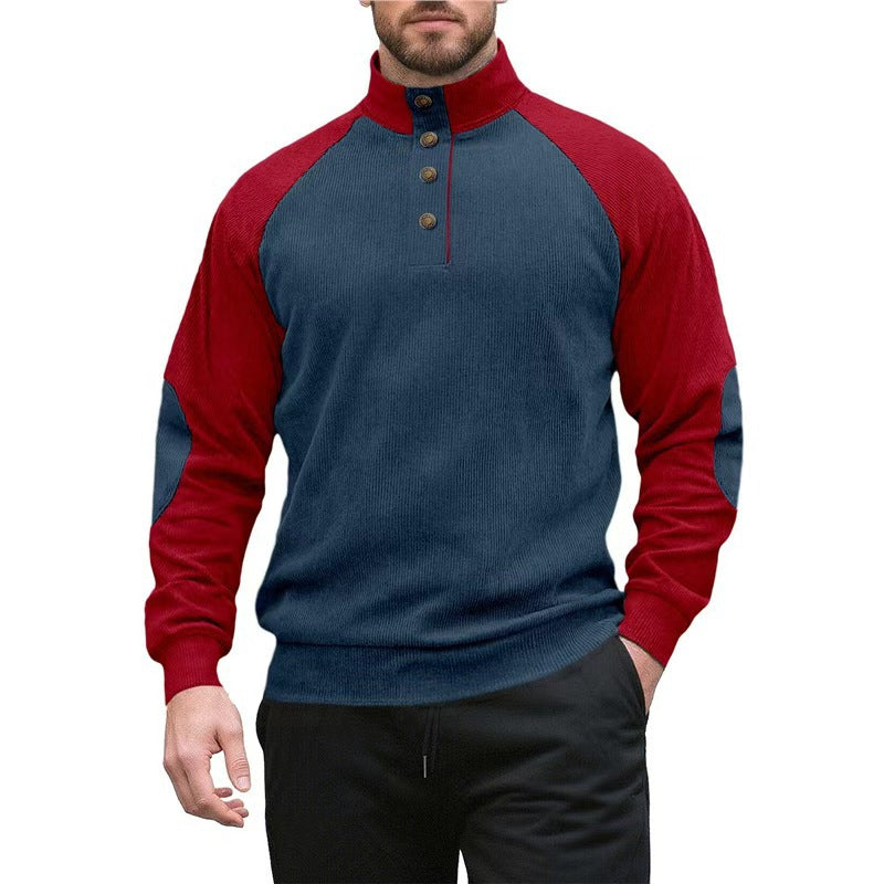 Herren sportlicher Stehkragenpullover mit strukturiertem Fleece-Aussehen Aliams