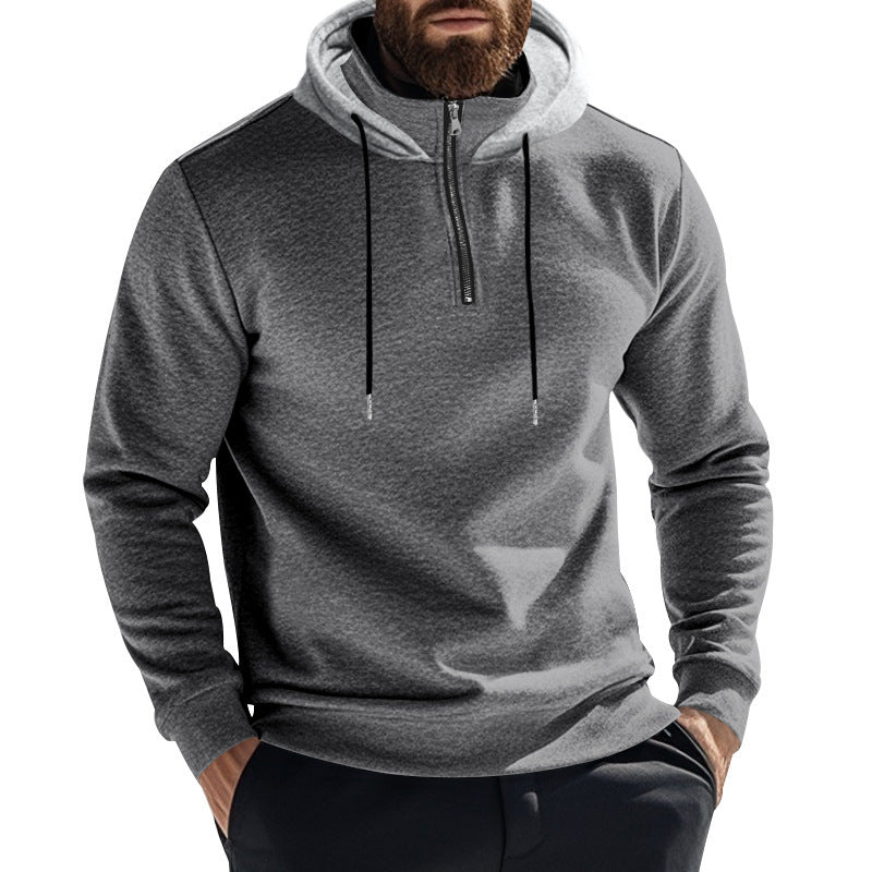 Herren sportlicher Hoodie mit halbem Reißverschluss und modernem Kapuzenaufbau Aliams