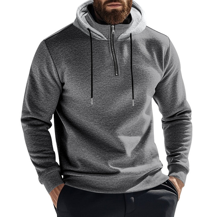 Herren sportlicher Hoodie mit halbem Reißverschluss und modernem Kapuzenaufbau Aliams