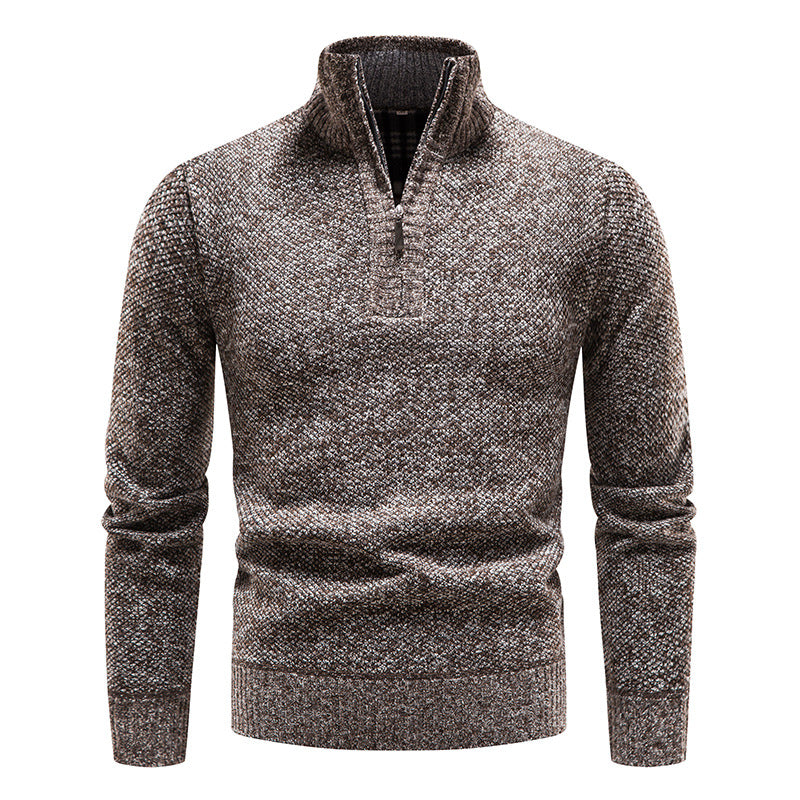 Herren eleganter Strickpullover mit modernem Stehkragen und Reißverschluss Aliams
