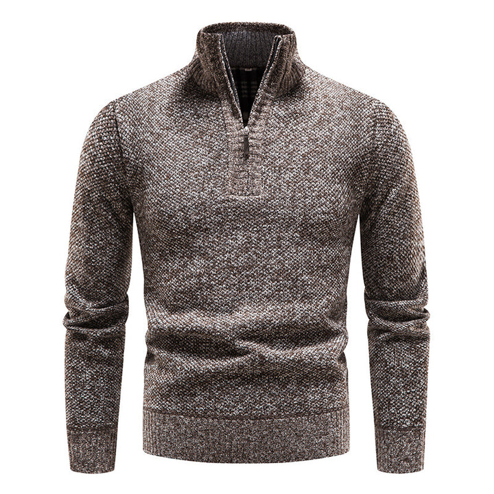 Herren eleganter Strickpullover mit modernem Stehkragen und Reißverschluss Aliams