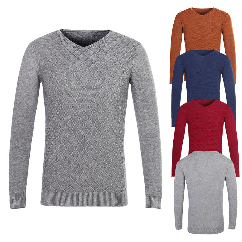 Herren V-Ausschnitt Pullover mit Strukturmuster Aliams