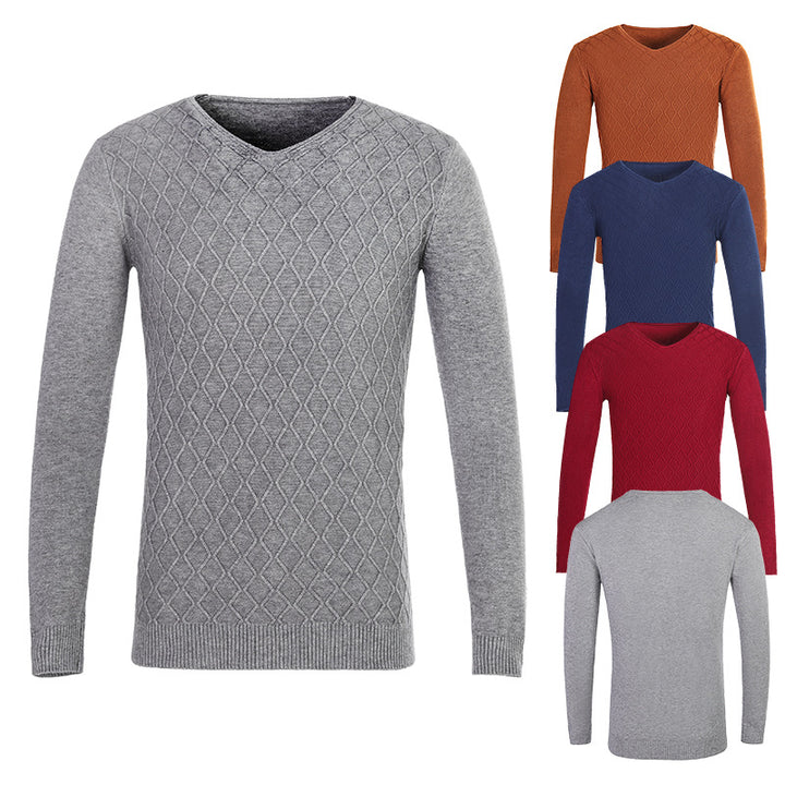 Herren V-Ausschnitt Pullover mit Strukturmuster Aliams