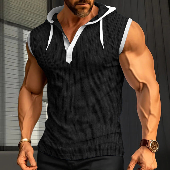 Herren Kurzarm Kapuzenpullover mit atmungsaktivem Netzstoff Aliams