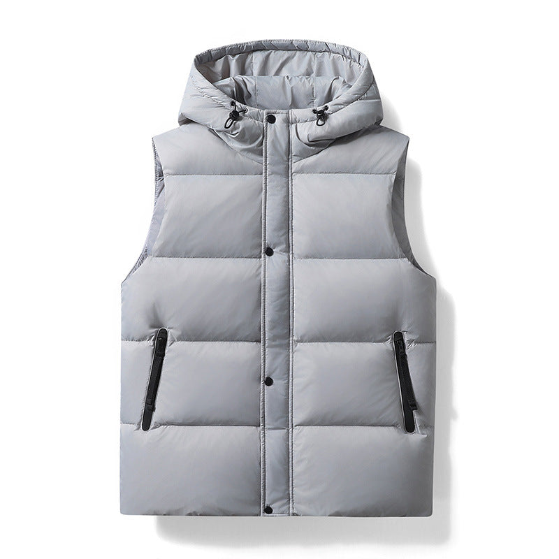Herren gesteppte Weste mit abnehmbarer Kapuze und tiefen Taschen Aliams