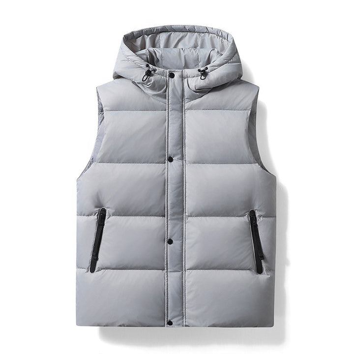 Herren gesteppte Weste mit abnehmbarer Kapuze und tiefen Taschen Aliams