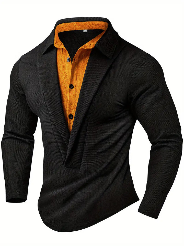 Herren Elegantes Langarmhemd mit modernem Kragen und texturiertem Design Aliams
