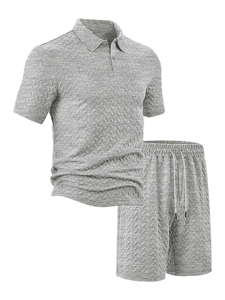 Herren sportliches Kurzarm-Polo und Shorts Set mit strukturiertem Design Aliams
