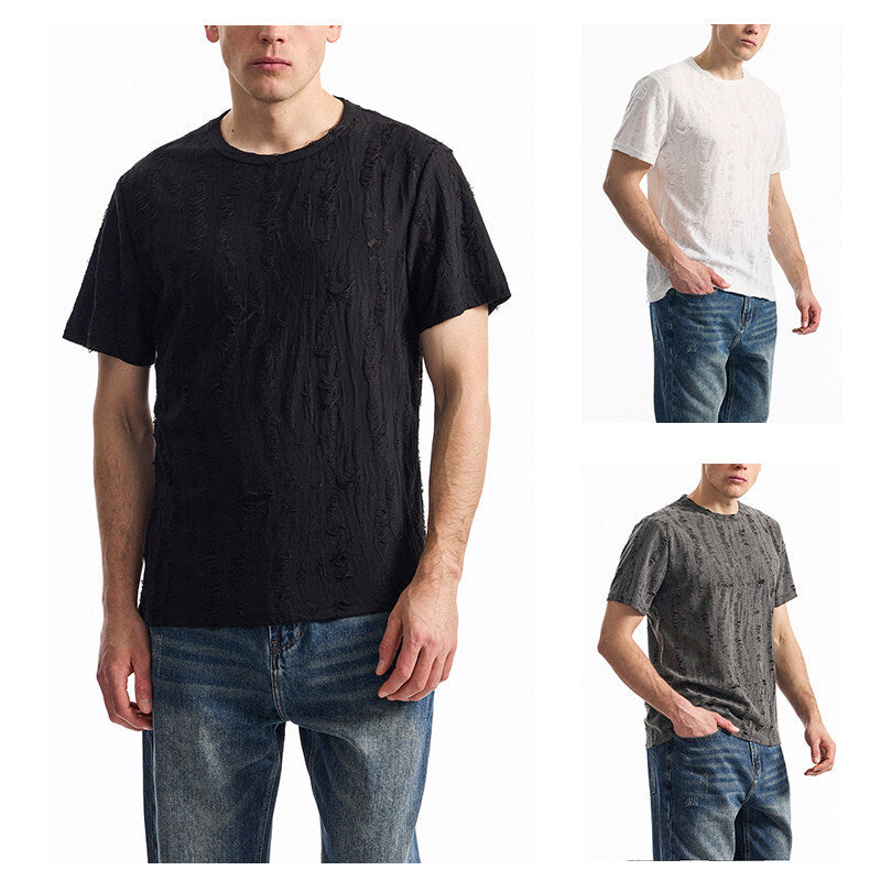 Herren T-Shirt mit einzigartigem Design und strukturierten Stoff Aliams