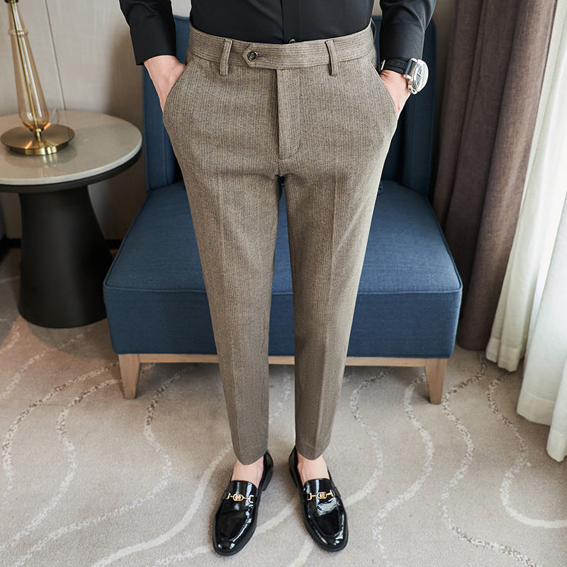 Herren schicke Anzughose mit schmalem Schnitt und feiner Struktur Aliams