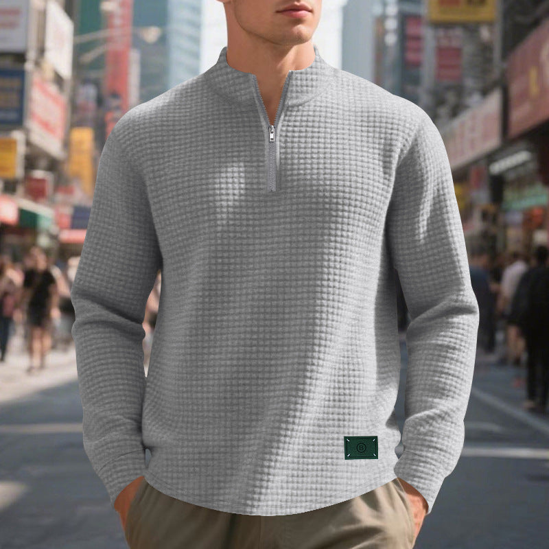 Herren Pullover mit Reißverschluss und strukturiertem Design Aliams