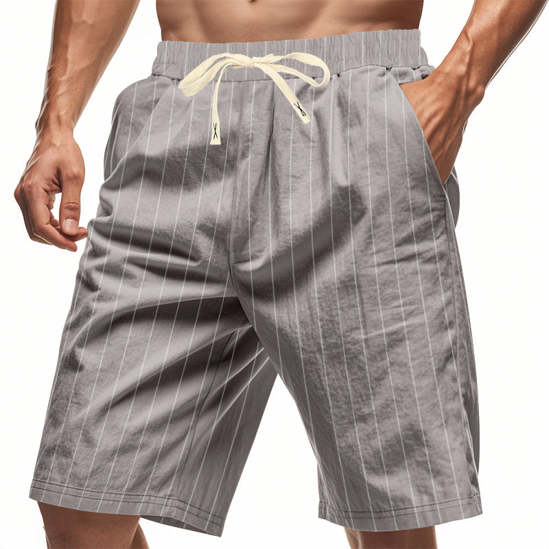 Herren Strandshorts mit vertikalem Streifenmuster und elastischem Kordelzug Aliams