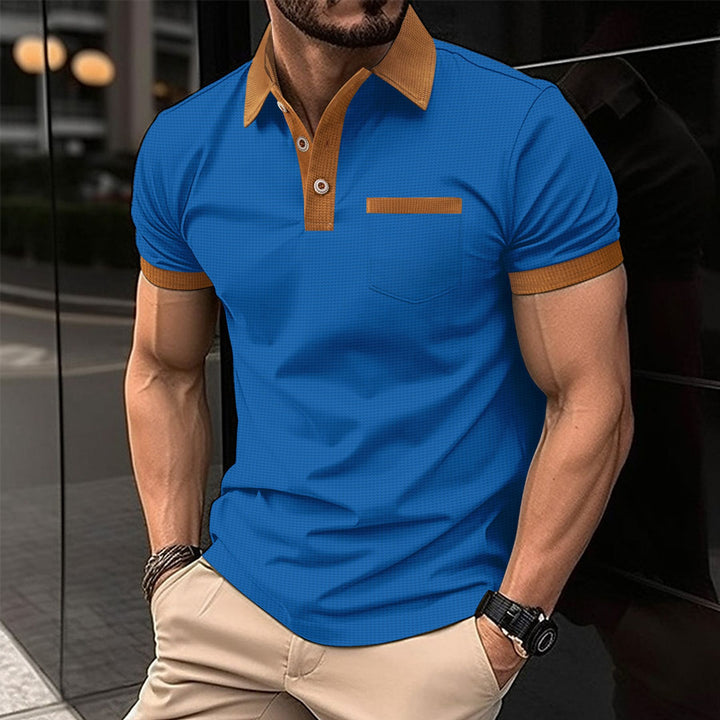 Herren Poloshirt mit modernem Kontrastkragen und funktionalem Brusttasche Aliams