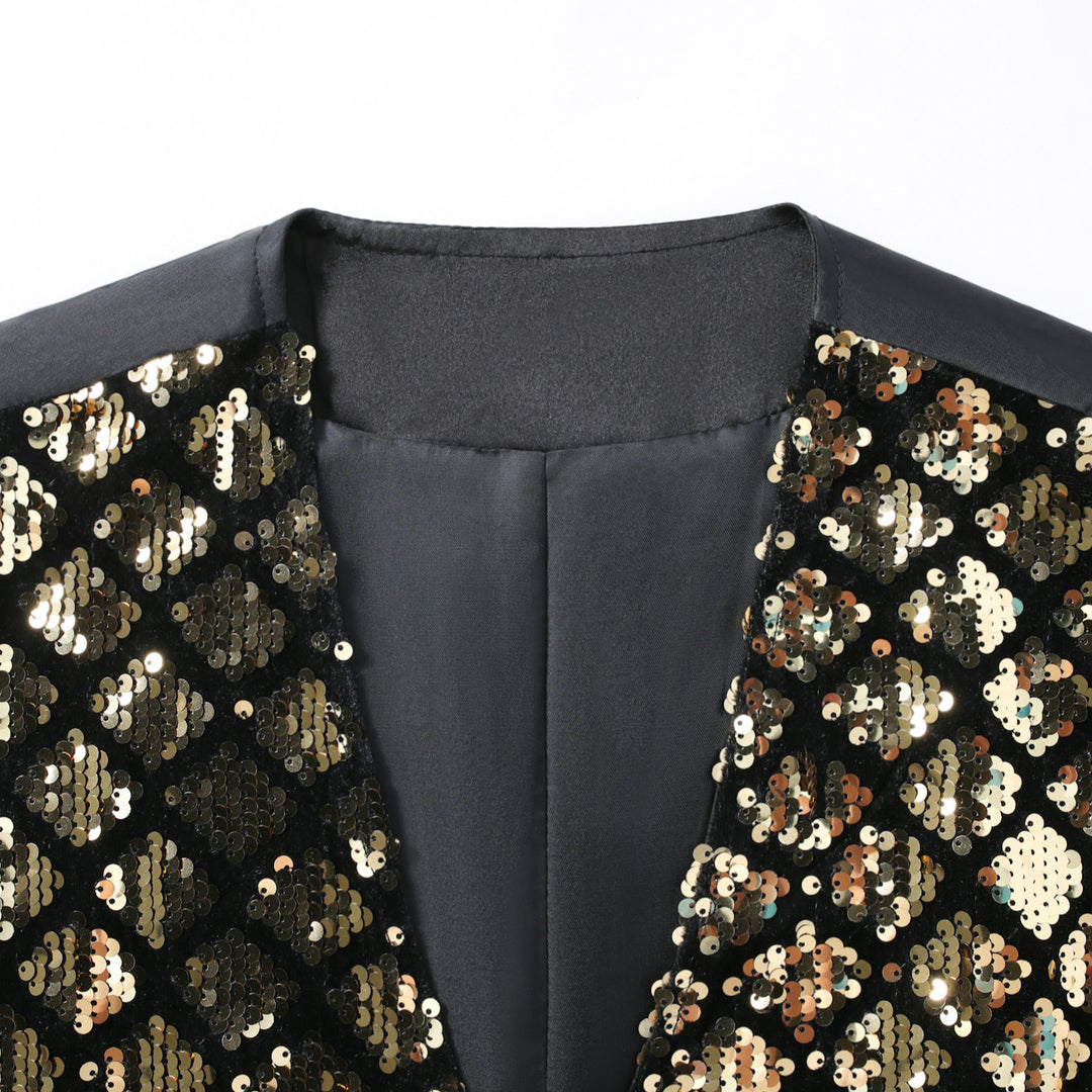 Herren elegante Pailletten-Weste Aliams
