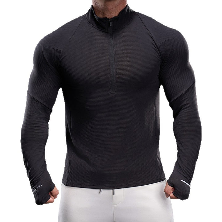 Herren Hochwertiges Funktionsoberteil mit Stehkragen und kurzem Reißverschluss Aliams