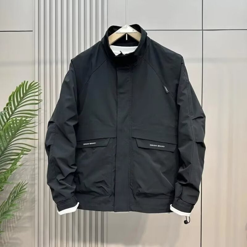 Herren wetterfeste Multifunktionsjacke mit hohem Kragen Aliams